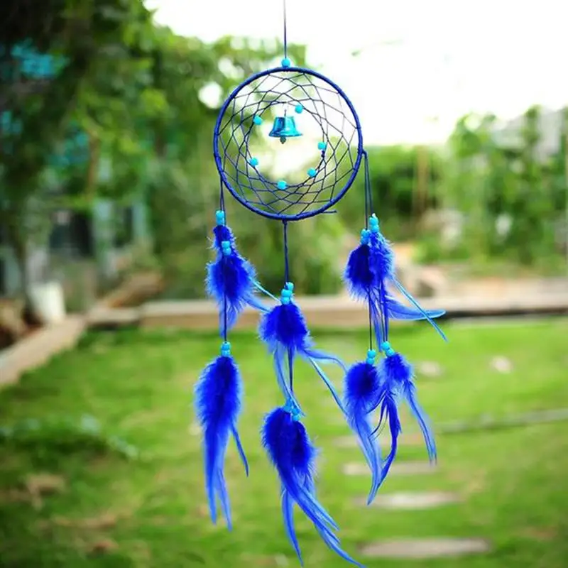Blue Dream Catcher круговой сетчатый с перьями стене висит украшение Craft