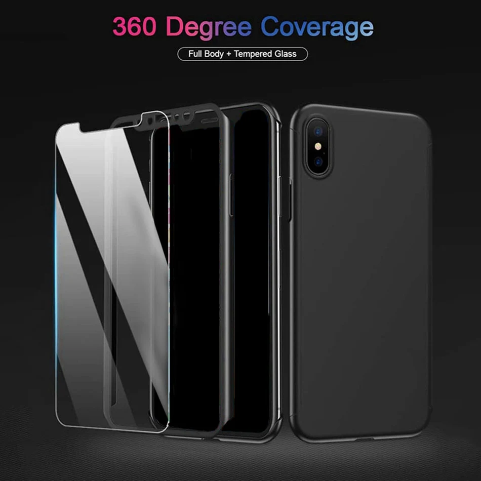 FLOVEME 360 чехол для телефона iPhone XR XS Max X полный защитный 7 8 6 6s Plus 5 Закаленное стекло