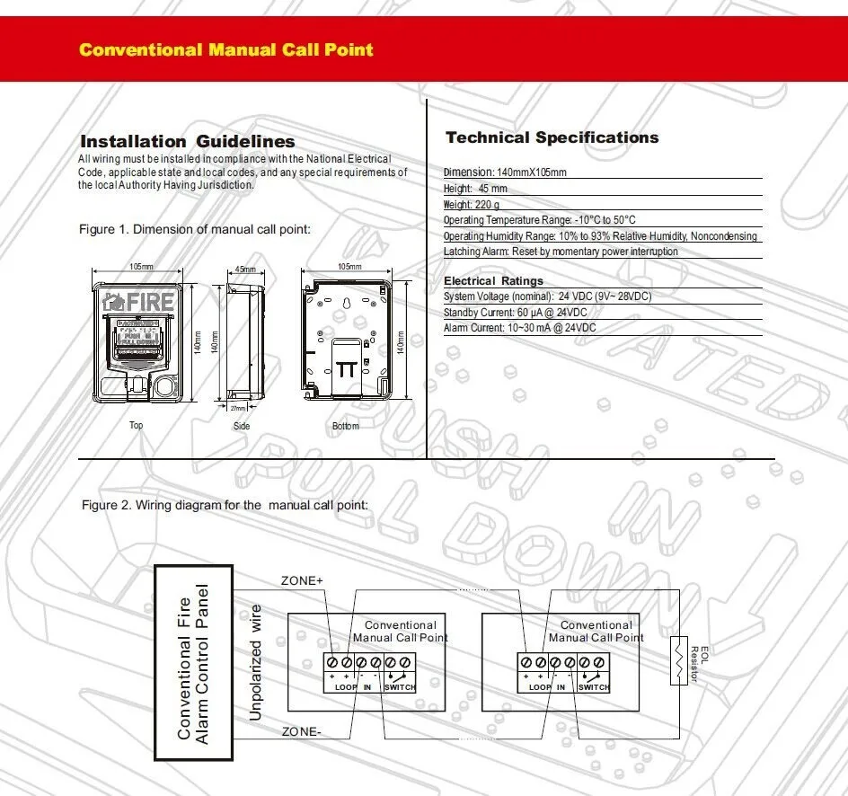 Us 9 8 Fire Alarm System Cj Sb116 Conventional Manual Call Point Easy To Press In Emergency Condition And Easy To Restored Point To Point System