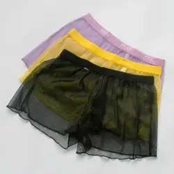 2017 Male panties transparent fine mesh boxer panties perspectivity men's loose four angle panties Men breathable panties