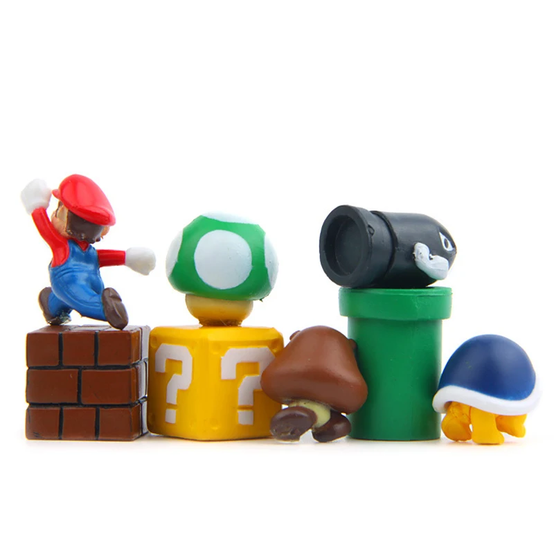 8pcs/lot DIY Super Mario Bros Action Figure Toys Mario Bullet Mushroom Tortoise Wall Well PVC Figure Model Toys Home Decoration 8pcs/lot DIY Super Mario Bros Action Figure Toys Mario Bullet Mushroom Tortoise Wall Well PVC Figure Model Toys Home Decoration