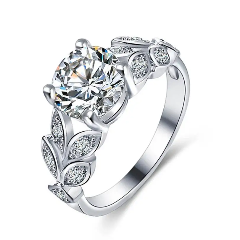

Flower Crystal Wedding Ring For Women Jewelry Accessories Rose Gold Gold Engagement Ring N-20
