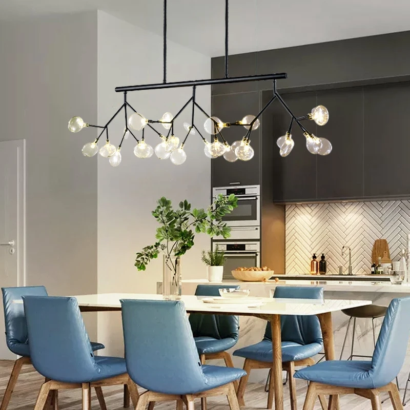 Modern Firefly Pendant Strips Branch Pendant Lamp Light Nordic firefly  Cafe Bar Iron Suspension Fixtures LED Three-end light (10)