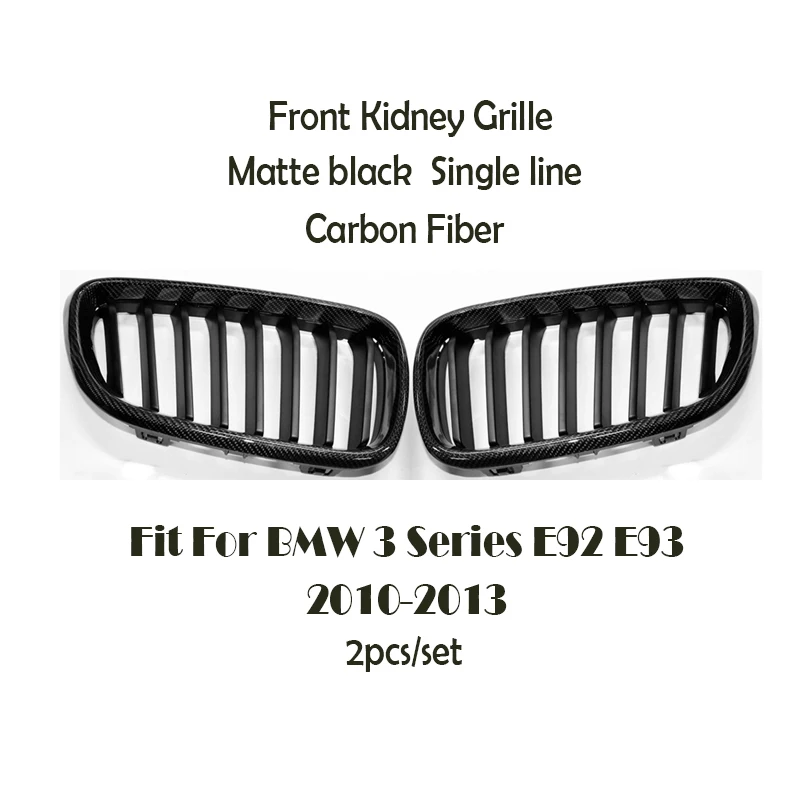 Углеродное волокно/черный Передний бампер Гонки Грили почек решетки для BMW E93 E92 M3 3 серии Coupe 2010-2013 M аксессуары питания - Цвет: Matte Carbon Fiber A