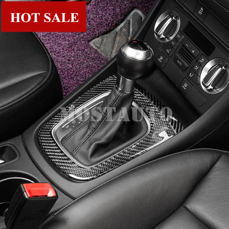

For Audi Q3 8U Carbon Fiber Console Gear Shift Box Frame Cover Trim 2012-2017 2pcs