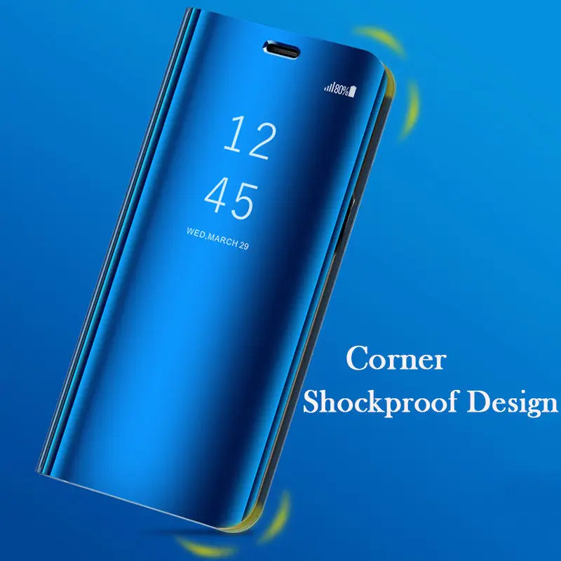 Для samsung Galaxy Note 8 S7 S6 край S8 S9 плюс A5 A7 A8 J3 J5 J7 роскошный кожаный чехол-книжка с подставкой Clear View умный зеркальный чехол для телефона