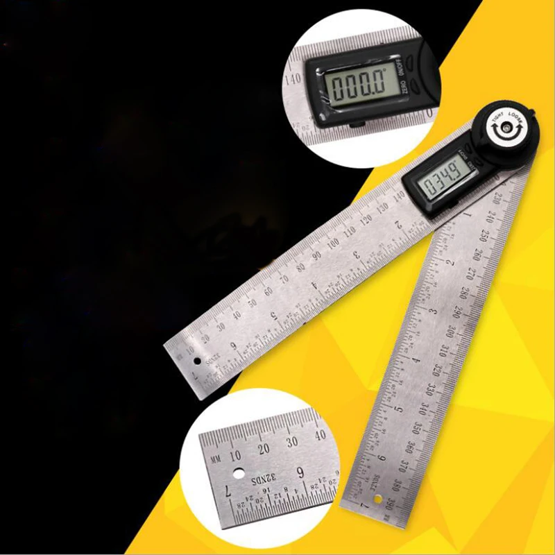 

TKDMR Digital electronic angle gauge stainless steel angle protractor square woodworking angulometer universal angle ruler