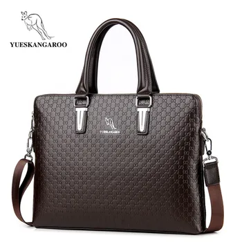 

YUESKANGAROOTop Sell Fashion Simple Dot Famous Brand Business Men Briefcase Bag Leather Laptop Bag Casual Man Bag Shoulder bags