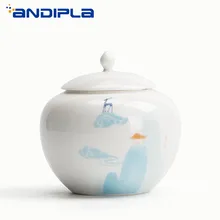 Японский стиль Олень Бог чай Caddies дорожные контейнеры для чая керамическая белая из нефрита и фарфора чайный набор кунг-фу Caddies банка канистра для хранения