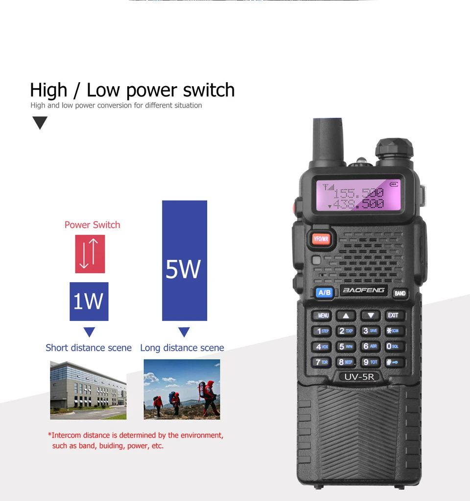 2 шт Baofeng UV-5R 3800 мАч дальняя рация 10 км Двухдиапазонная UHF& VHF UV5R Ham Hf трансивер портативная UV 5R радиостанция