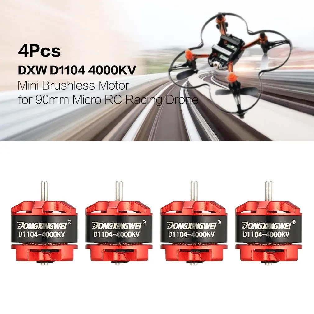 

DXW D1104 4Pcs 4000KV 1-3S Mini 1.5mm Brushless Motor for 90mm Micro RC Racing Drone Multicopter Quadcopter Aircraft UVA