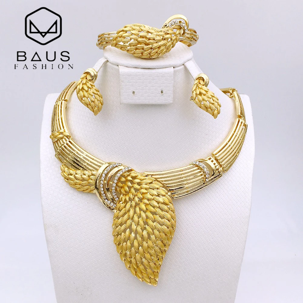 Модное колье золотистого цвета BAUS арабский нигерийский Свадебный комплект