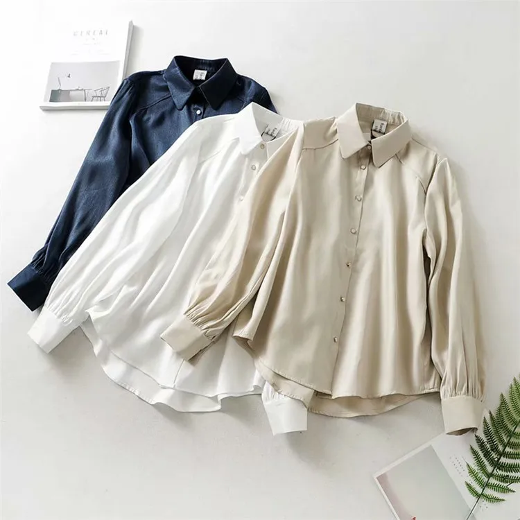 

2019 Korean spring new women's fashion long sleeve lapels bright front short back long shirt jacket