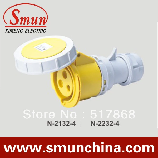 

N-2232-4 32A 110-130V 3pin Industrial Mobile Socket 2P+E With CE ROHS 1 Year Warranty IP67 Waterproof Connector