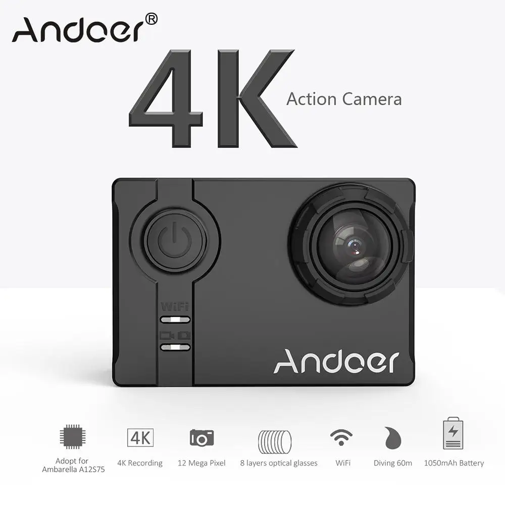 Экшн камера Andoer AN7000 4K 1080P 120fps 720P 240fps Full HD 16 Мп Wi Fi водонепроницаемая 60 м Спортивная