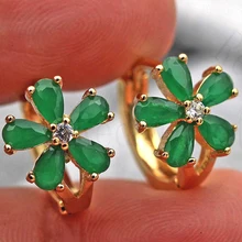 Летние трендовые серьги для женщин, наполненные золотом зеленые цветы, серьги-капли с кубическим цирконием, круглые серьги-кольца, свадебные ювелирные изделия