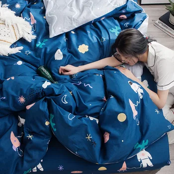 

New Design Cotton Cartoon Blue Planet Printing Series 1Pcs Duvet Cover Quilt Cover Skin Care Cotton Soft Bedclothes 4 Size #s