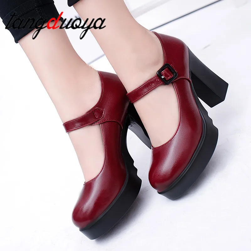 Compra Zapatos de tacón grueso con plataforma para mujer, zapatillas  femeninas de tacón alto, en color negro en la tienda en línea Integrity  factory. Store a un precio de 14.02 eur con