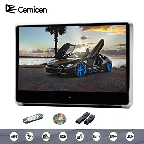 Cemicen 11,6 дюймов Автомобильный подголовник ips экран монитор dvd-плеер HD 1080P видео сенсорный экран с HDMI/USB/SD/игры/IR/FM/динамик - Цвет: without headphone
