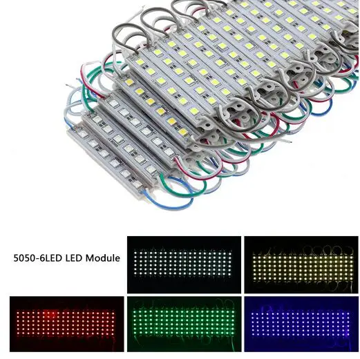 DC12V 5050 6LEDs LED Modules White/Warm white/Red/Green/Blue Waterproof IP65 Free Shipping
