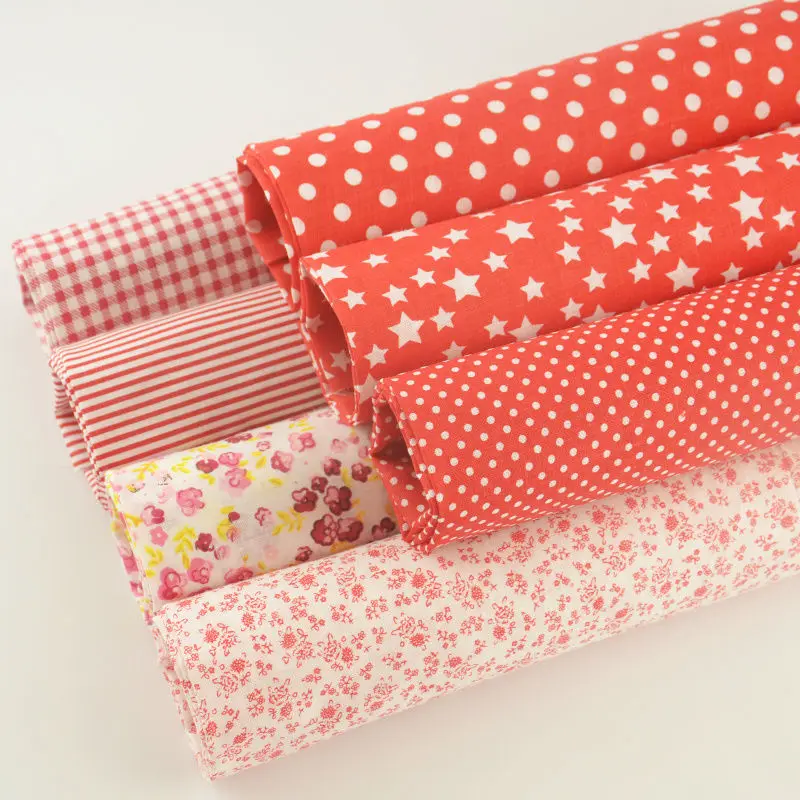 Teramila 7 Design Red Color Plain Cotton Fabric Differnent Style for Needlework Sewing Patchwork Material Home Meter Textile Toy