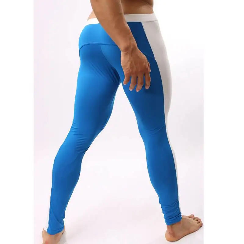 Брендовые мужские штаны для бега, компрессионные колготки, тренировочные леггинсы, спортивная одежда из кусков, быстросохнущие Мужские штаны для фитнеса и бега - Цвет: blue