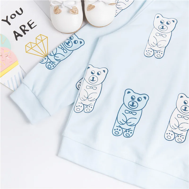 EnkeliBB/Детская осенняя толстовка с милым рисунком медведя, модные футболки для мальчиков, свежие и красивые детские топы