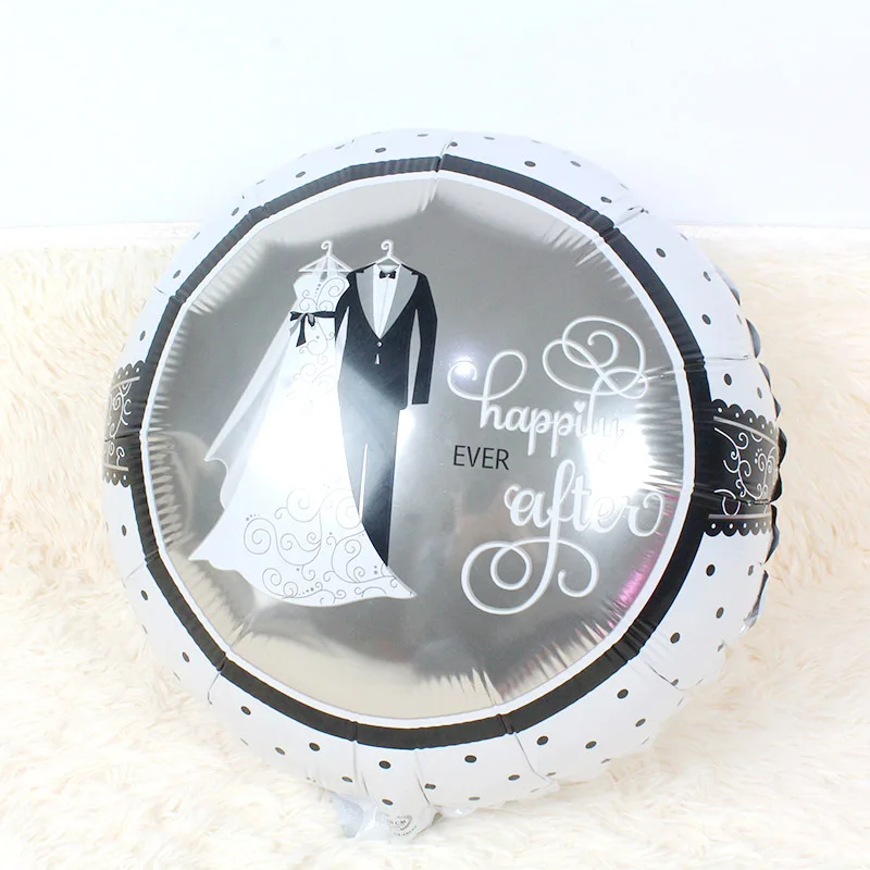 

KAMMIZAD 18inch round bride&groom balloons wedding party decorations adult globos dress&suit heart Shower Favors balloon
