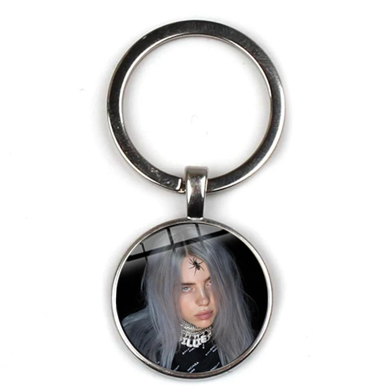 Модный брелок для ключей в стиле хип-хоп певица Билли эйлиш Харадзюку арт постер стеклянный брелок для ключей аксессуары для ключей фанаты любимый подарок - Цвет: 9