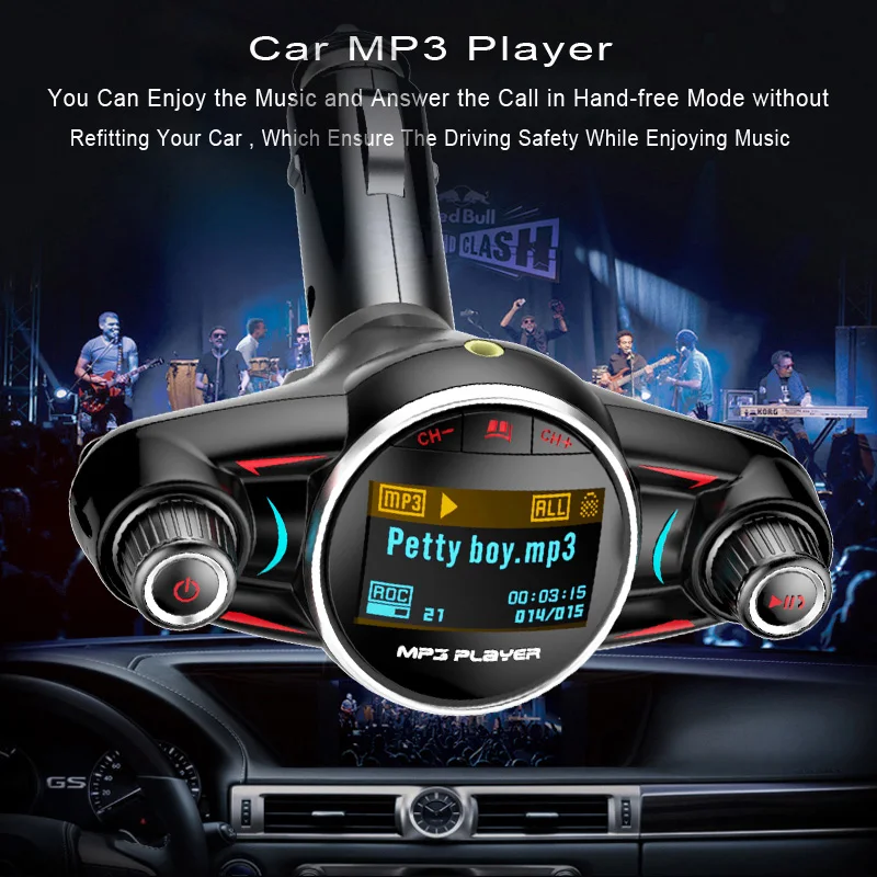 JINSERTA мини MP3 плеер BT4.0 с fm-передатчиком светодиодный экран Handsfree TF карта USB Play Автомобильный mp3 плеер Зарядка для телефона