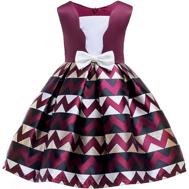 Рождественские Элегантные Детские платья для девочек полосатая пачка платье свадебные наряды на конкурс красоты праздничное платье принцессы Одежда для девочек цветочный костюм