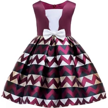 Рождественские Элегантные Детские платья для девочек полосатая пачка платье свадебные наряды на конкурс красоты праздничное платье принцессы Одежда для девочек цветочный костюм