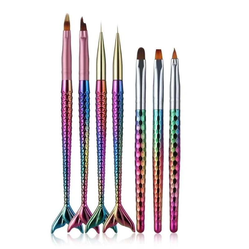 

Professional 7 PCS Mermaid Tail Nail Art Brushes UV Gel DIY Painting Polish Brush Manicure Tool New