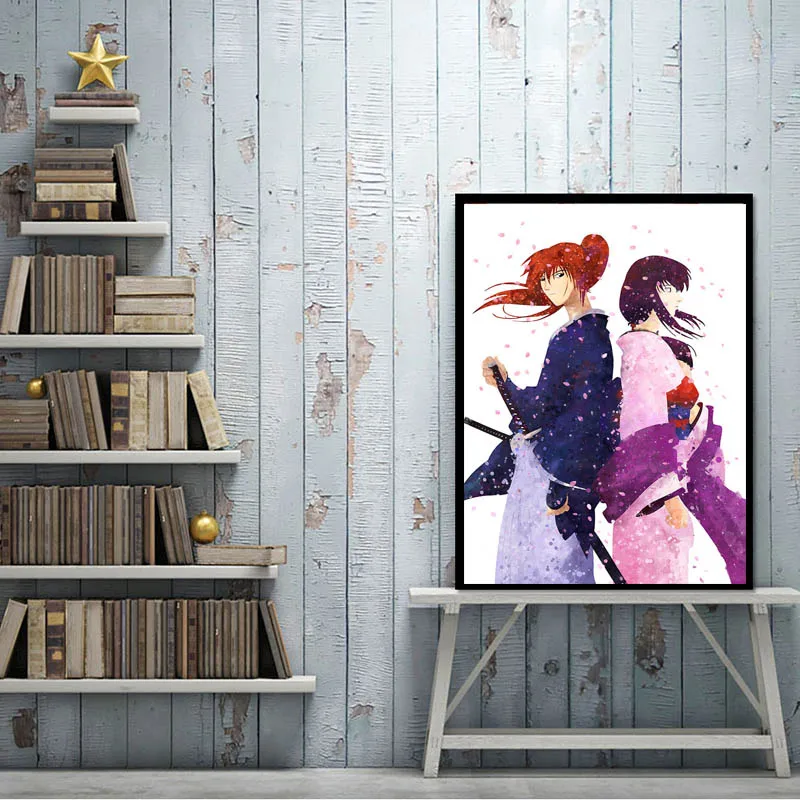 Jepang Klasik Romantis Anime Cinta Terlaris Watercolour Rurouni Kenshin Kustomisasi Kanvas Lukisan Art Poster|Art Poster|Custom Canvascanvas Painting - Aliexpress