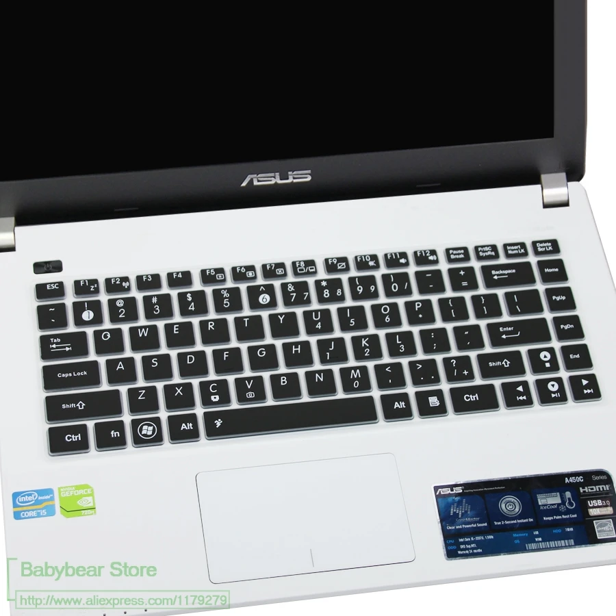 Силиконовая для ноутбука клавиатура кожного покрова для asyus D452C E402M E403Sa V451 F441U A401U X450V X455L X441Sa A40E/J 14'' - Цвет: black