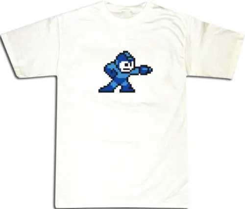 Megaman Пиксель Дизайн крутая футболка все размеры # белый | Мужская одежда