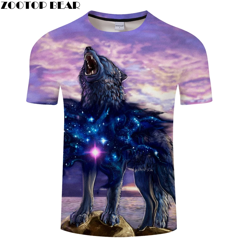 

New galaxy 3D Wolf Print T shirt Men Summer Women t shirt Casual tshirts Streetwear Tops&Tees Drop Ship 2018 ZOOTOP BEAR