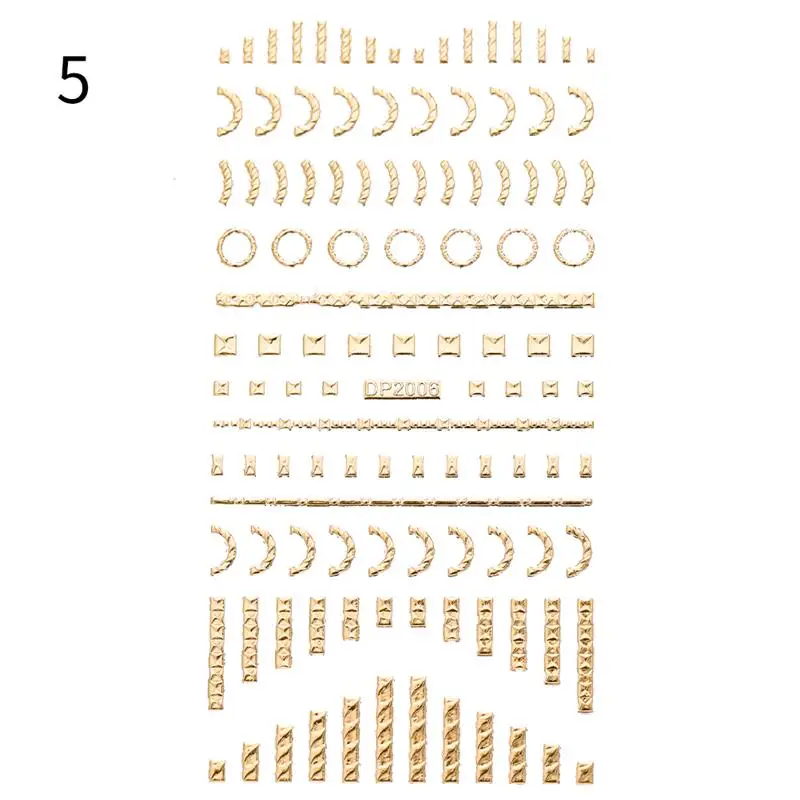 1 лист 3D наклейки для ногтей золото серебро мульти-дизайн мульти-Размер полоса клейкая лента DIY Фольга Маникюр ногтей наклейки для ногтей - Цвет: Pattern-13