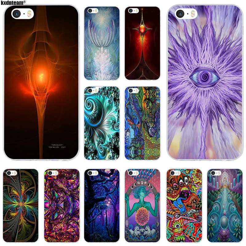 

Soft TPU Silicon Mobile Phone Accessories Mysterious Psychedelic for iPhone 6 6S 7 8 Plus X 4 4S 5 5S 5C SE Shell Phone Bags