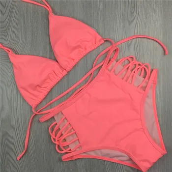 

2017 Womens Sexy Bikini Set High Waist Swim Swimwear Push up Padded Swimsuit Bathing Suit Beachwear Surfing Swimsuit Biquini
