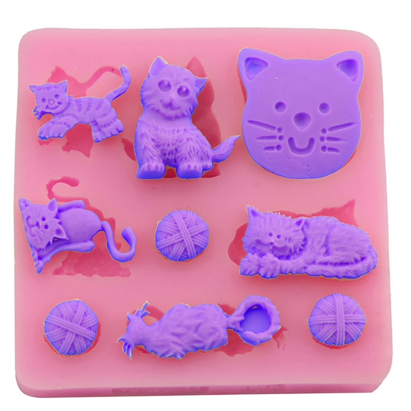 3D кошка/лист силиконовая формочка в виде животного форма для выпечки торт декоративное устройство для шоколада формы для мастики, сахарное