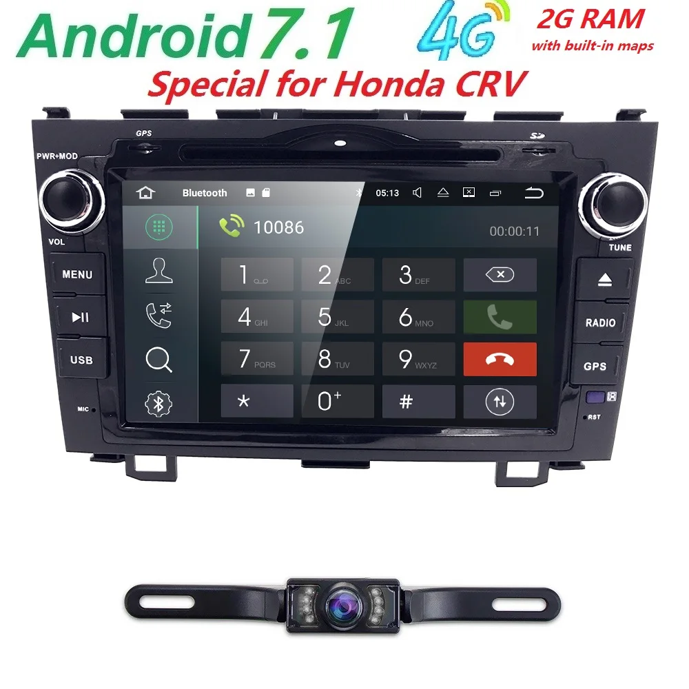 Camera Android 7 1 HD Quad Core 1024X600 Car DVD Player For Honda CRV CR V