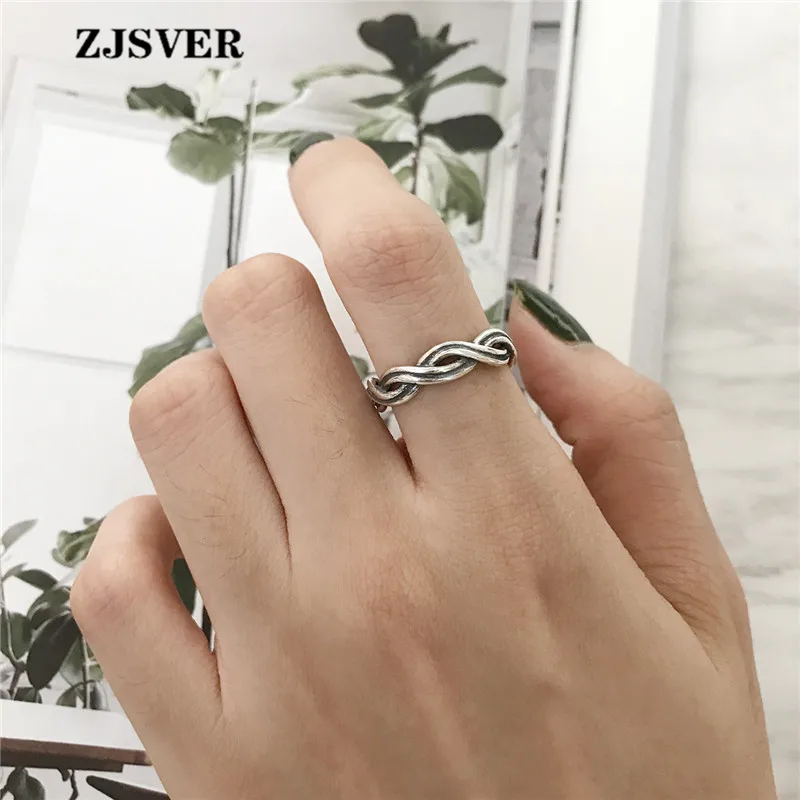 

ZJSVER Korean Jewelry 925 Sterling Silver Rings Fashion Rock Wave Twist Adjustable Women Ring For Festival Or Party Gif