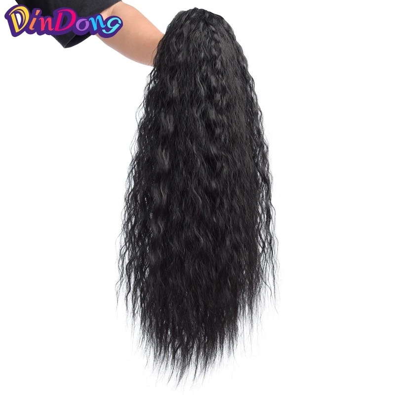 Rabo de Cavalo Sintético de Rabo de Cavalo Extensões de Cabelo Dindong Encaracolado ''puff Afro Clipe Sintético de 120 g - Pacote Envoltório Africano Americano 18 17 afro clipe sintético de rabo de cavalo