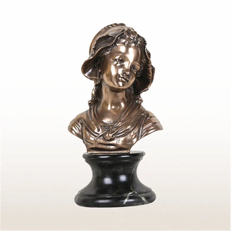  Double Cap Girl Imitation Cuprum Figures Head Sculpture Creative Craftwork Bedroom Decoration G1312 - 32951820927