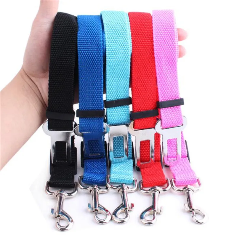 5 Colors Nylon Seat Belts for Small Dogs Solid Harness on Car Long Rope ...
