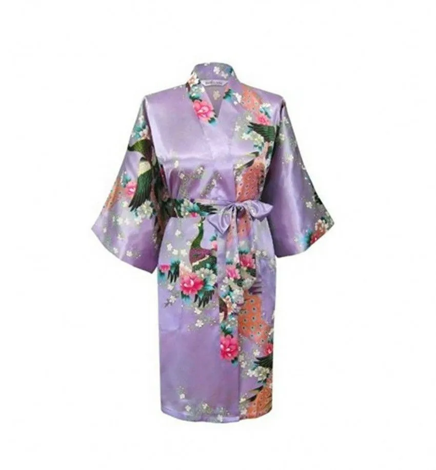 Розовый Модный китайский Шелковый/атласный женский мужской Халат-кимоно, халат, платье для невесты, шелковый халат, халат, один размер