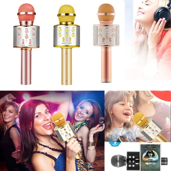 

WS 858 wireless microphone professional condenser karaoke mic bluetooth stand radio mikrofon studio recording studio WS858