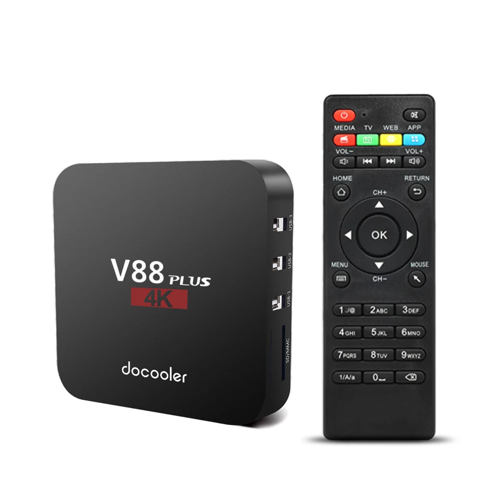 Docooler Smart Android tv Box V88 Plus Android 8,1 2 ГБ/16 ГБ RK3229 четырехъядерный телеприставка 4K коробка VP9 H.265 WiFi LAN HD медиаплеер