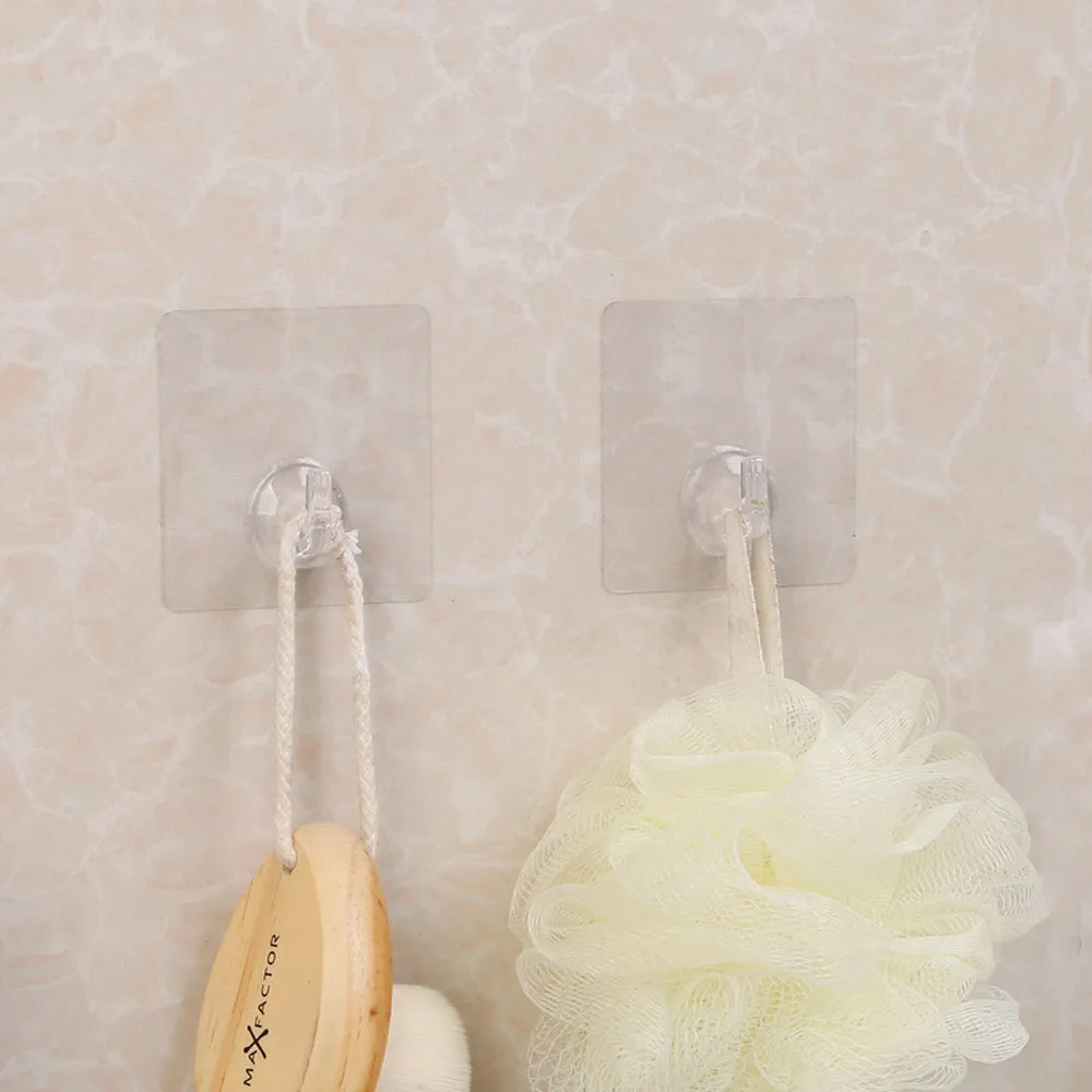 5pcs Transparent Self Adhesive Hooks Storage Holder For Bathroom Kitchen Hanger Stick on Wall Hanging Door Keys Towel Racks